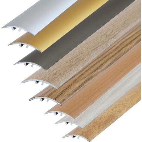 Profilé de Transition 90cm - 1 Pièce - Aluminium Chêne Clair - Fixation par Vissage - Pour Sols Différents - 50mm x 5mm (1/5)
