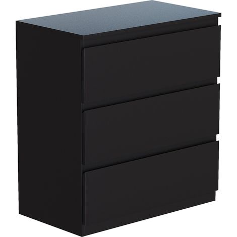 Denver Commode 3 tiroirs meuble de rangement pour chambre design moderne, Noir (1/5)