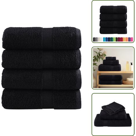 Waschhandtuch 30x30 cm - vidaXL Premium Waschhandtücher SOLUND 4 Stück Schwarz 30x30 cm 600 g/m² - Waschhandtuch 600 g/m² (1/5)