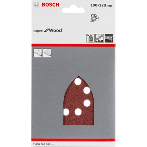 Bosch 6x Feuille abrasive Expert for Wood 8 trous 100 x 160 mm grain 60 120 240 - 2608605186 (1/5)