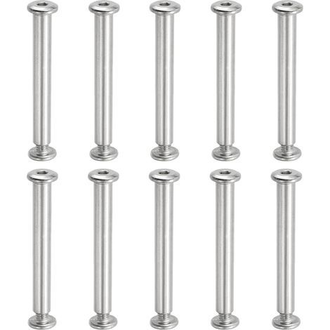 10 Sets of Hexagonal Screws, M6 x 60 mm Fixing Screws, Hex Head Bolt Nuts for Scrapbooking, Silver, Belts, Photo Albums, Furniture Repair