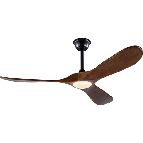 Ventilador de techo con luz de 52 pulgadas, 3 aspas de madera, motor DC silencioso, MODENUIT (1/5)