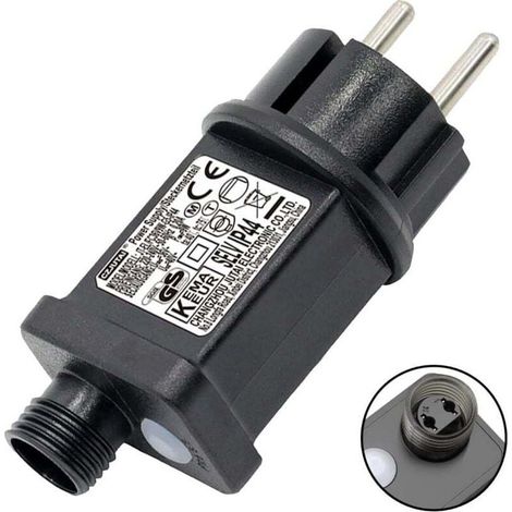 Clignoteur pour Guirlande lumineuse 31V 6W Prise Clignotante, 9 Modes Avec Fonction Minuterie, Étanche IP44 Transformateur LED pour Eclairage de jardin, Rideau Lumineux