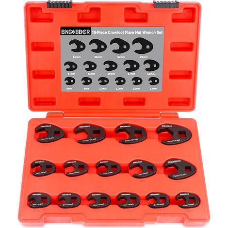 15 PCS Ensemble de clé à Fourche à emmancher Métrique 1/2 3/8" (1/5)