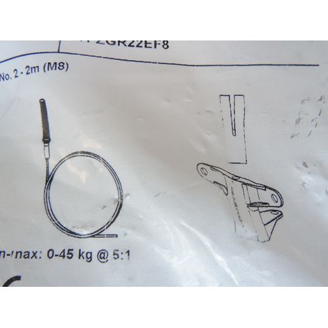 Câble de suspension 2m – Embout fileté M8 – Système autobloquant TPZGR N2 – Charge 0-45kg – Pour applications professionnelles – Gripple