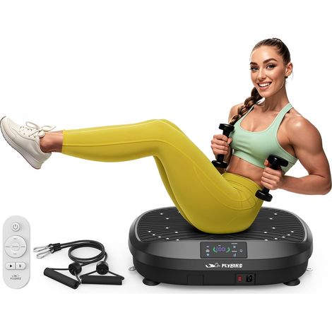 FLYBIRD Vibrationsplatte Testsieger, 120 Leistungsstarke einstellbare Geschwindigkeiten,150KG Tragkraft,Ganzkörper-Training mit Fernbedienung für Frauen Muskelaufbau & Lymphdrainage