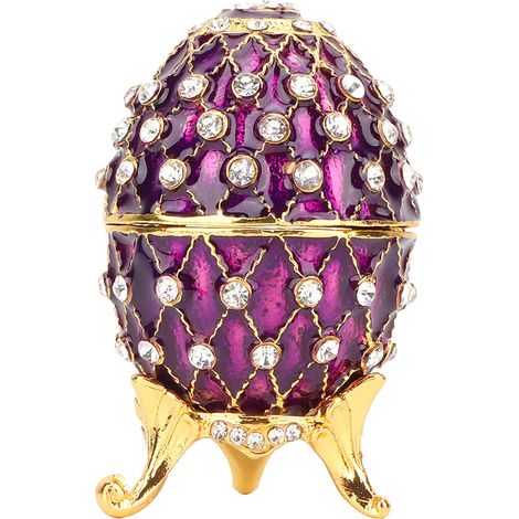 Coffret bijou décoratif en émail vintage pour Pâques, œuf en strass diamant, boîte à trésors cadeau (1/5)