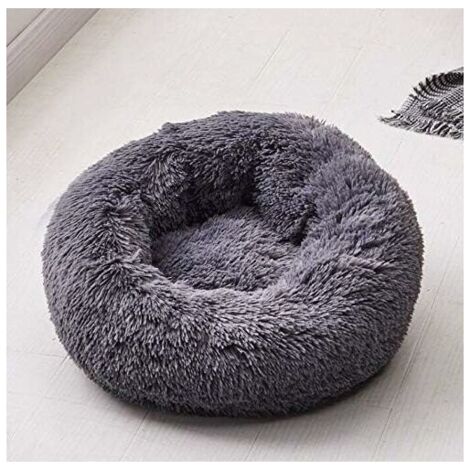 Couchage Panier Rond pour Chien Chat, Corbeille en Peluche Coussin Matelas Epais Hiver Lit Rond pour Animal Domestique (XS/40cm, Gris Foncé)