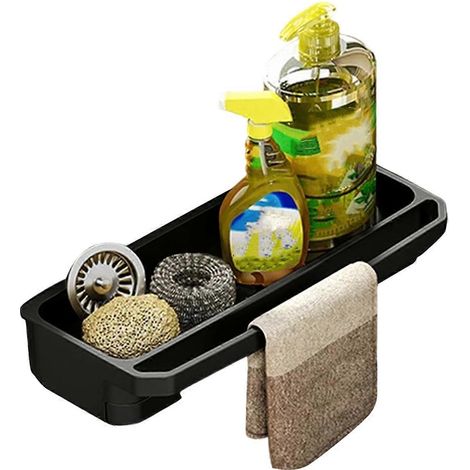 Schwammhalter, Spülbecken-Organizer, Geschirrabtropfgestell, selbsttrocknendes Geschirrtuch, Wasserhahn-Organizer, Seifenschalen-Abtropfgestell, Küchenaccessoires (1/5)