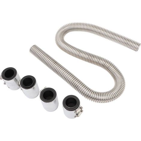 Tbest Tuyau de radiateur flexible Kit de tuyau Flexible d'eau de refroidissement pour radiateur de 48 pouces, moto lateraux Argent (1/5)