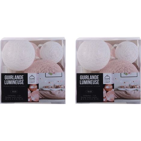 Guirlande lumineuse boules colorées 10 leds multi-tailles (Lot de 2) (1/4)