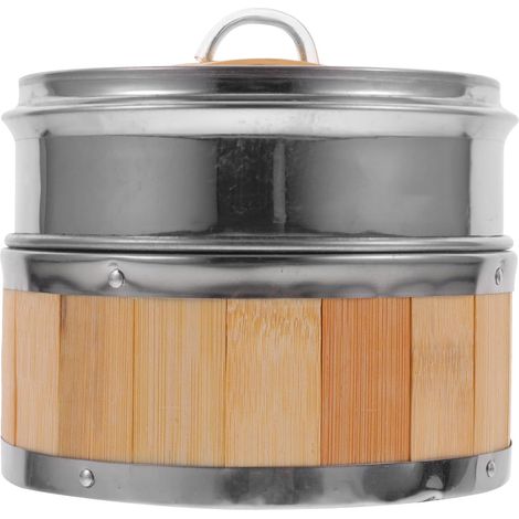 Panier vapeur en acier inoxydable avec couvercle, 13 cm, réutilisable pour dim sum, raviolis et légumes (1/5)