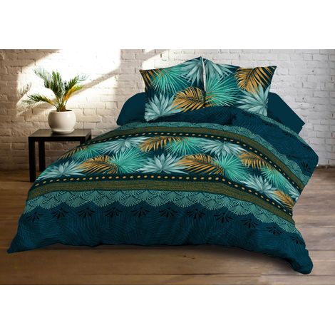 Housse de Couette 220x240 + 2 taies - Microfibre Douce et résistante - Entretien Facile - Paraiso, Blue (1/5)