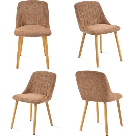 Upholstered Modern dining chalrs with ergonomic backrests and wooden legs, Style and comfort combined - Set of 4 - Orange