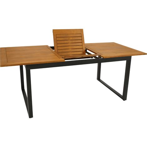 RIVELLO: Ausziehtisch 150/200x90cm rechteckig, Gestell Aluminium, Platte Akazie geölt, FSC-zertifiziert