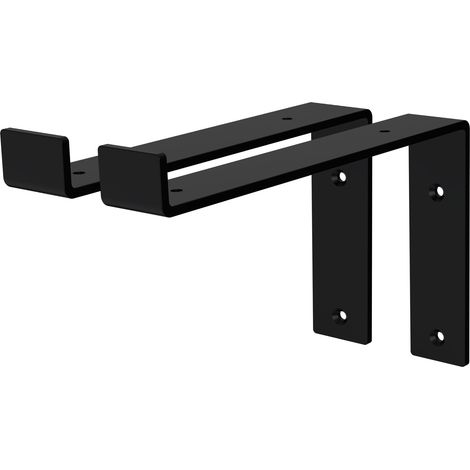 ML-Design Set de 2x Soporte de Estante 250 x 145 x 40 mm Negro de Metal Estilo Industrial en Forma de L Original para Estantería de Pared apto para Balda o Repisa Flotante, Proyectos DIY de Bricolaje (1/5)