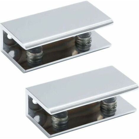 Pince à Verre Support d’Étagère en Verre Support de Tablette Murale Charnière de Porte, Verre Adaptatif de 8-12 mm d'Épaisseur, Finition Polie en Acier Inoxydable, 2 Pcs (1/4)