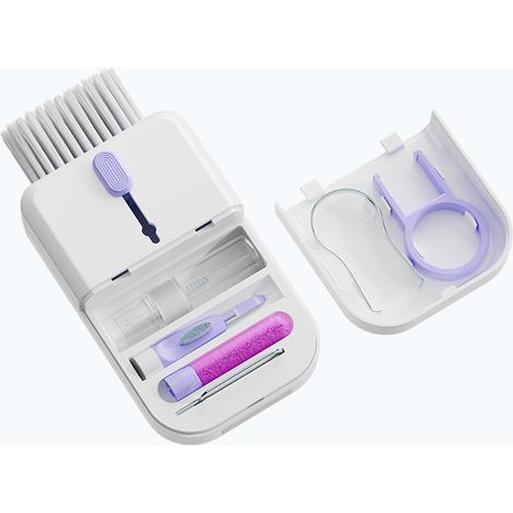 Cepillo de limpieza para teclado y portátil, accesorio 10 en 1 para limpiar pantallas de ordenador, iPad y iPhone, color morado
