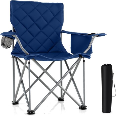 Silla de camping plegable XXL con nevera y portavasos, capacidad de 227 kg