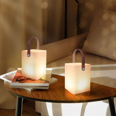 Lampe de table LED extérieur avec Télécommande Blanc chaud 8 couleurs Intensité variable Lampe de Table sans fil étanche Décoration idéale pour votre maison et jardin Table à manger d'hôtel-carre (1/5)