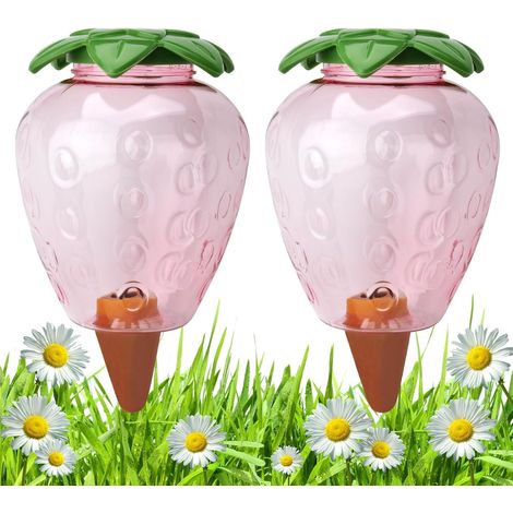 Lot de 2 grandes boules d'irrigation, 500 ml, système d'irrigation pour plantes en pot, réservoir d'eau, distributeur d'eau, décoration de jardin (fraise) (1/5)