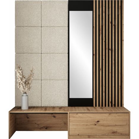 Conjunto para recibidor Fabor, Abriamo 3, 205x172x42cm, Espejo, Aglomerado laminado, Tapiz, Colocada