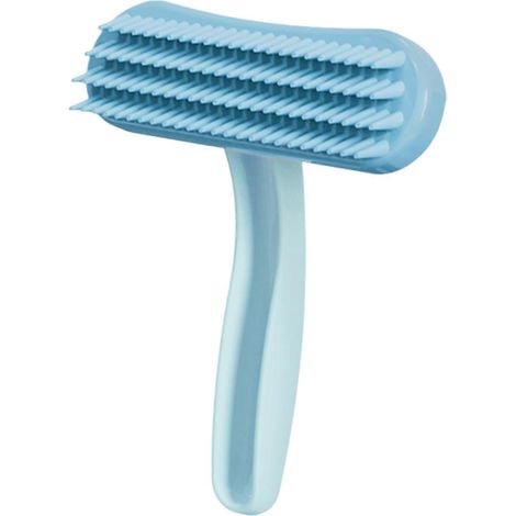 Brosse d'épilation pour chiens et chats, peigne en silicone à dents souples pour le massage et l'entretien du pelage (Bad Blue). (1/5)