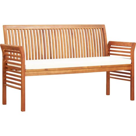 Banc de jardin 3 places Banquette de Jardin - Mobilier de jardin avec coussin 150cm Bois d'acacia massif BV922994 - BonneVie (1/5)