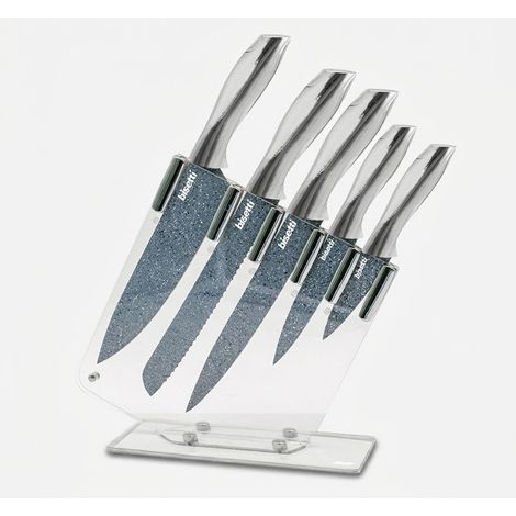 5-teiliges Edelstahl-Messerset mit transparentem Messerblock Pierre Gourmet - Silver (1/3)