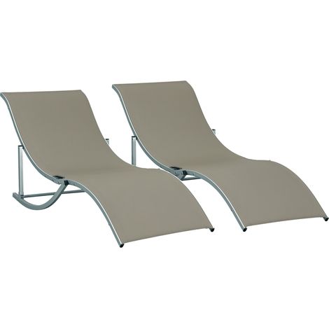 Set 2 Sdraio da Giardino Pieghevoli, Lettino Prendisole in Alluminio e Textilene, 61x165x63cm
