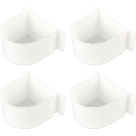 4 Pcs Perroquet Cage Remplacement Nourriture et Tasse d'eau, Mangeoires pour Oiseaux Blancs Cage Universelle Ailée Tasses en Plastique Fournitures pour Animaux De Compagnie (1/5)