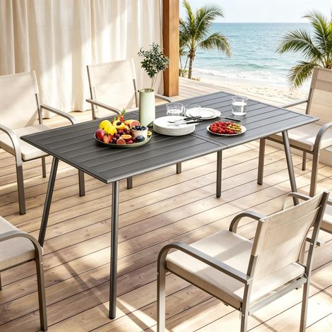 Table de terrasse élégante – Table de jardin moderne – Table de repas d'extérieur pratique –150x80x74 – Table raffinée (table seule) (1/5)
