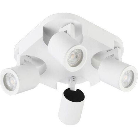 Plafoniera Da Soffitto Lampada Tonda 4 Porta Faretto Orientabile Gu10 Bianco (1/4)