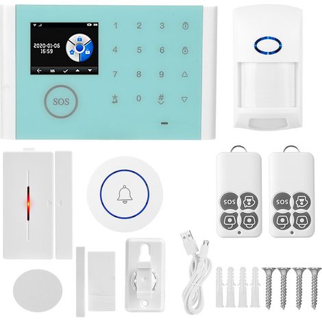 Alarme intrusion sans fil 2,4 pouces WiFi GSM GPRS détecteur écran TFT commande application Alexa compatible Tuya (1/5)