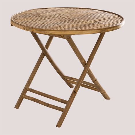 SKLUM Runder Gartentisch Ø90 cm klappbar aus Bambus Lipe Bambus