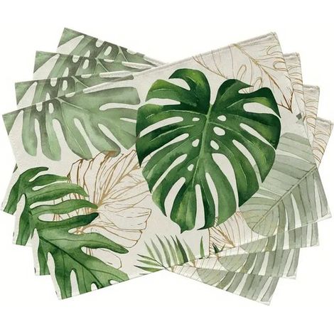 Tovagliette con motivo floreale - Lino - Vari colori - Tovagliette grandi - 45x30 cm - Set da 4 (1/5)