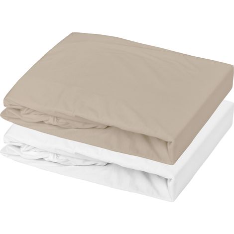 Lot alèse imperméable et drap-housse bébé en coton Sable 60x120x15 cm