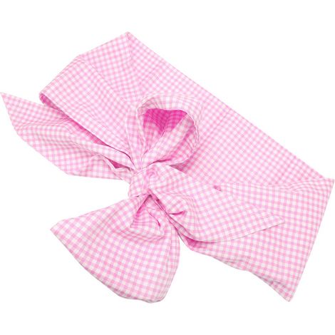 Couverture d'emmaillotage pour nouveau-né, en coton avec nœud papillon, idéale pour les photos de bébé (à carreaux rose clair) (1/5)