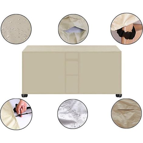 Housse imperméable beige pour mobilier de jardin - 315 x 160 x 74 cm, en tissu Oxford avec bande imperméable, poignée et fenêtre respirante (1/5)