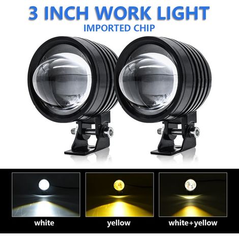 2 pièces moto spots LED conduite antibrouillard blanc et ambre projecteurs 60W 6000LM pour voiture tracteur camion ATV SUV bateau (1/5)