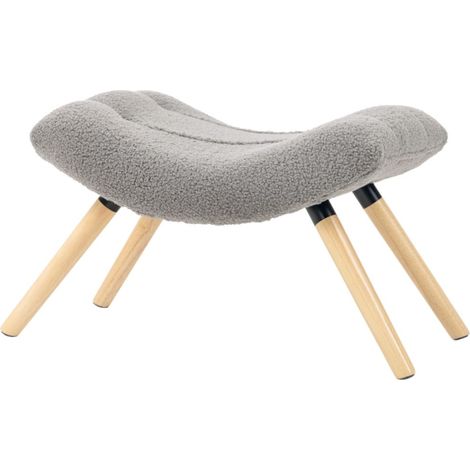 Pouf, repose-pied, tabouret gris clair en Berber fleece, tabouret rembourré 120 kg, 67x45x38 cm, pour salon et chambre (1/5)
