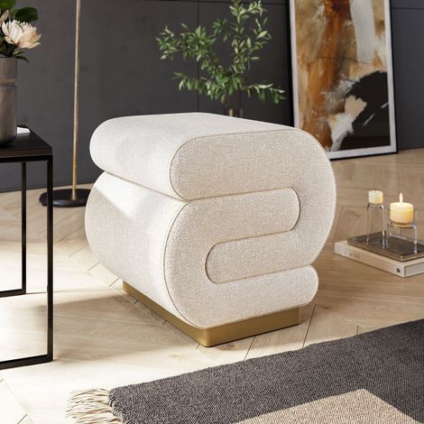 Asir Group Llc – Pouf rembourré crème 40x42cm – Mousse grise 28 DNS et blanche 14 DNS – Confort optimal pour repose-pieds – Design élégant (1/5)