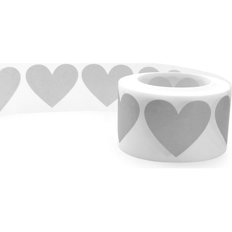 Pegatinas de corazones para rascar, 35x30 mm, color plata, 300 unidades