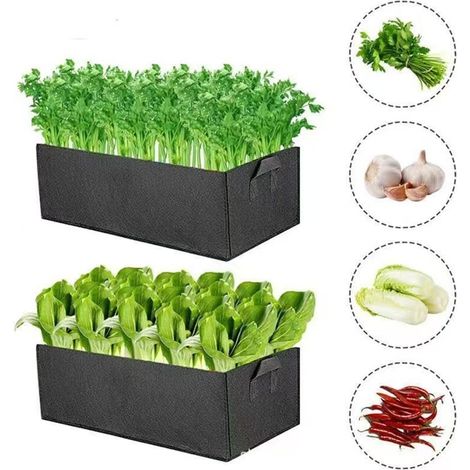 Bolsa de cultivo rectangular, flores para jardín, balcón, vivero, maceta, 2 piezas, 50  30  20 cm (1/2)
