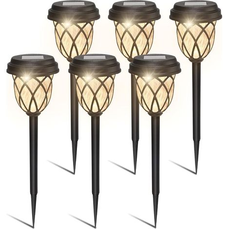 Lot de 6 lampes solaires de jardin étanches à LED pour l'extérieur, éclairage de chemin solaire. (1/5)