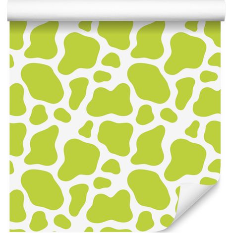 Papier peint à motifs de vaches, vert citron et crème, pour salon et chambre, 50 x 1000 cm (1/5)