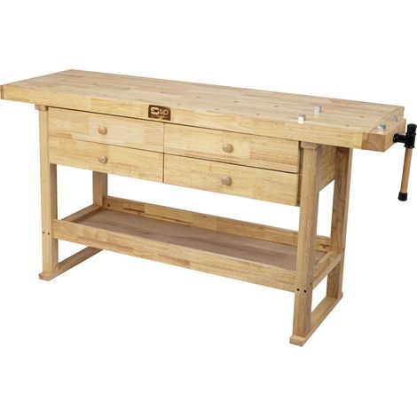 SIP Professional Hardwood 4-Drawer Workbench - L164 x W50 x H82 cm