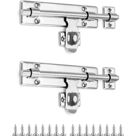 2 Pcs Targette de Porte avec Trou pour Cadenas, Verrou Porte pour Portes de Cabanon, Portails et Portes d'Extérieur (16cm/6 Pounce) (1/5)