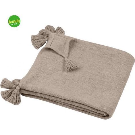 Beliani Sanchez Plaid Naturale 125 x 150 cm Cotone