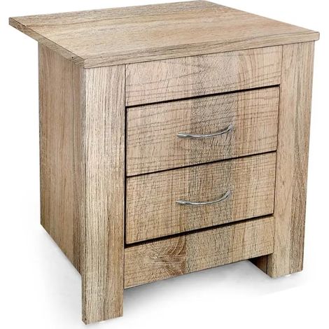 Commode bioclimatique en bois effet chêne 45 x 35 x 45 cm avec deux tiroirs